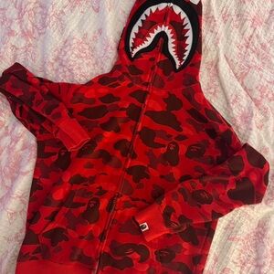 Bape Red Camo Shark Hoodie